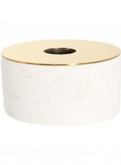 Cylindrical Design Metal Candle Holder White/Beige