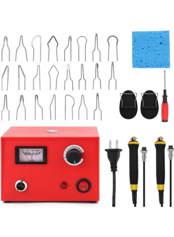 30-Piece Electric Pyrography Machine Set Red/Black/Silver