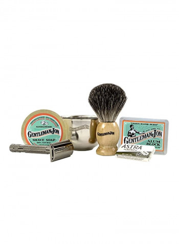 Wet Shave Kit Brown/Silver/Black