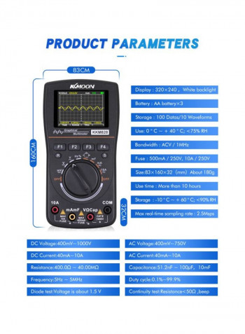 2-In-1 Digital Oscilloscope Black 160x83x32millimeter