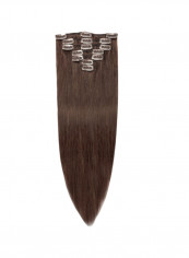 7-Piece Medium Straight Clip-in Human Hair Extension #2 Dark Brown 20inch