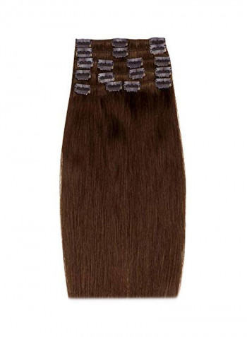 8-Piece Full Head Highlighted Human Hair Extension Brown 16inch