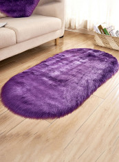 Oval Shape Plush Floor Area Rug Purple 100x180centimeter