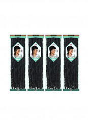 4-Piece African Roots Braid Hair Extensions Set Black