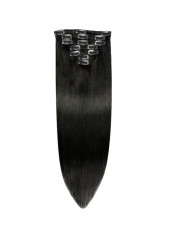 7-Piece Medium Straight Clip-in Human Hair Extension #1 Jet Black 20inch