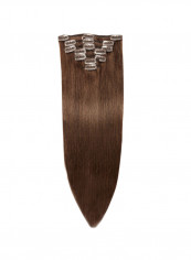 7-Piece Medium Straight Clip-in Human Hair Extension #4 Medium Brown 20inch