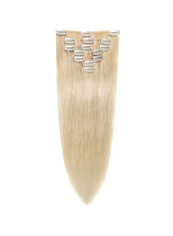 7-Piece Medium Straight Clip-in Human Hair Extension #60 Platinum Blonde 20inch