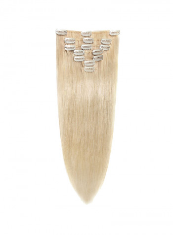 7-Piece Medium Straight Clip-in Human Hair Extension #60 Platinum Blonde 20inch