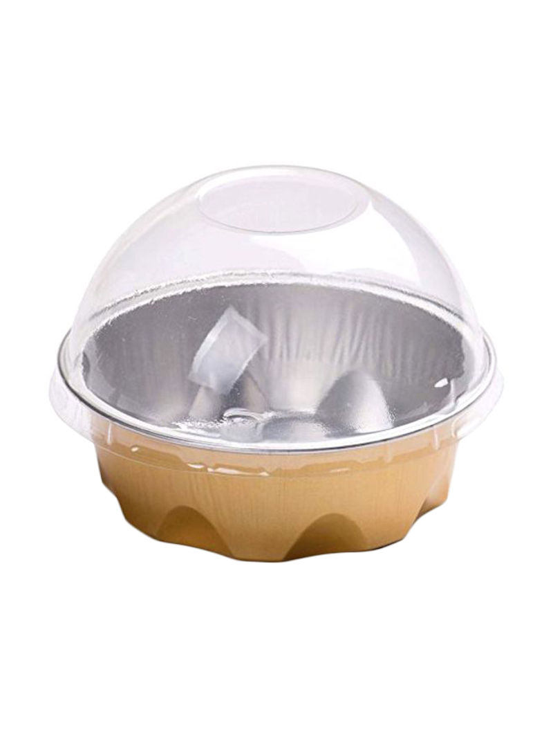 Pack Of 100 Foil Bake Cup With lid Brown/Clear/Silver 3.4ounce