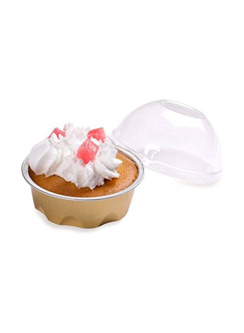 Pack Of 100 Foil Bake Cup With lid Brown/Clear/Silver 3.4ounce