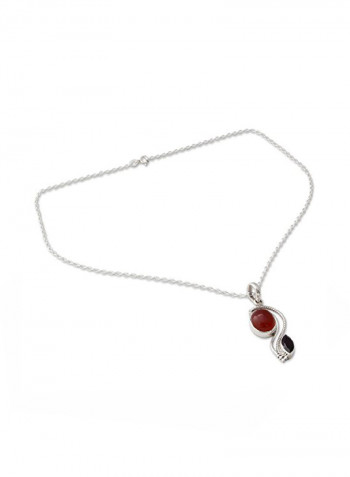 925 Sterling Silver 'Colorful Curves' Pendant Necklace