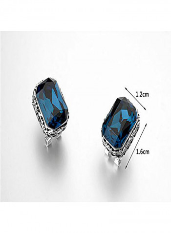 Silver Tone Rectangle Shaped Swarovski Crystal Alloy Stud Earrings
