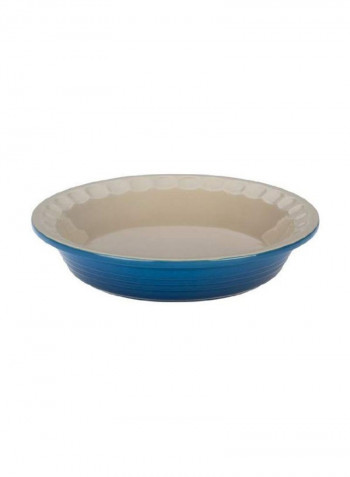 Stoneware Pie Pan Blue/White 9inch