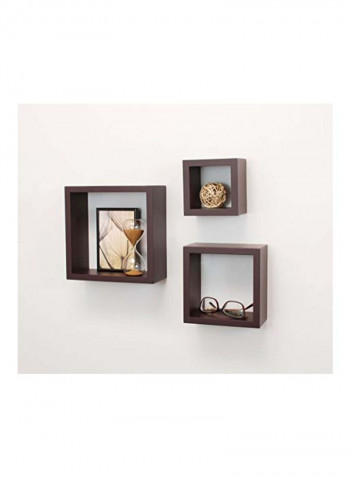 3-Piece Floating Wall Shelves Brown