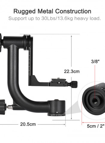 Heavy Duty Panoramic Gimbal Tripod Head Black