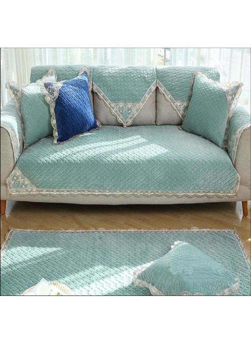 European Style Sofa Slipcover Light Blue/White