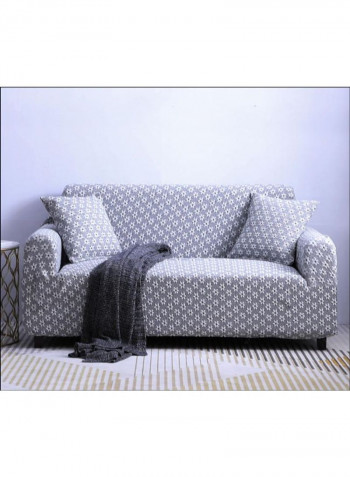 Flowers Patter Sofa Slipcover Grey/White/Black 235 - 300centimeter