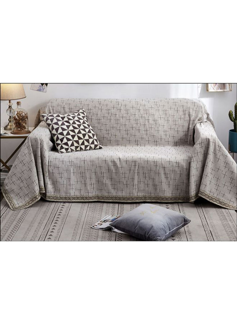 Simple Style Sofa Slipcover Grey/Brown 180 x 300centimeter