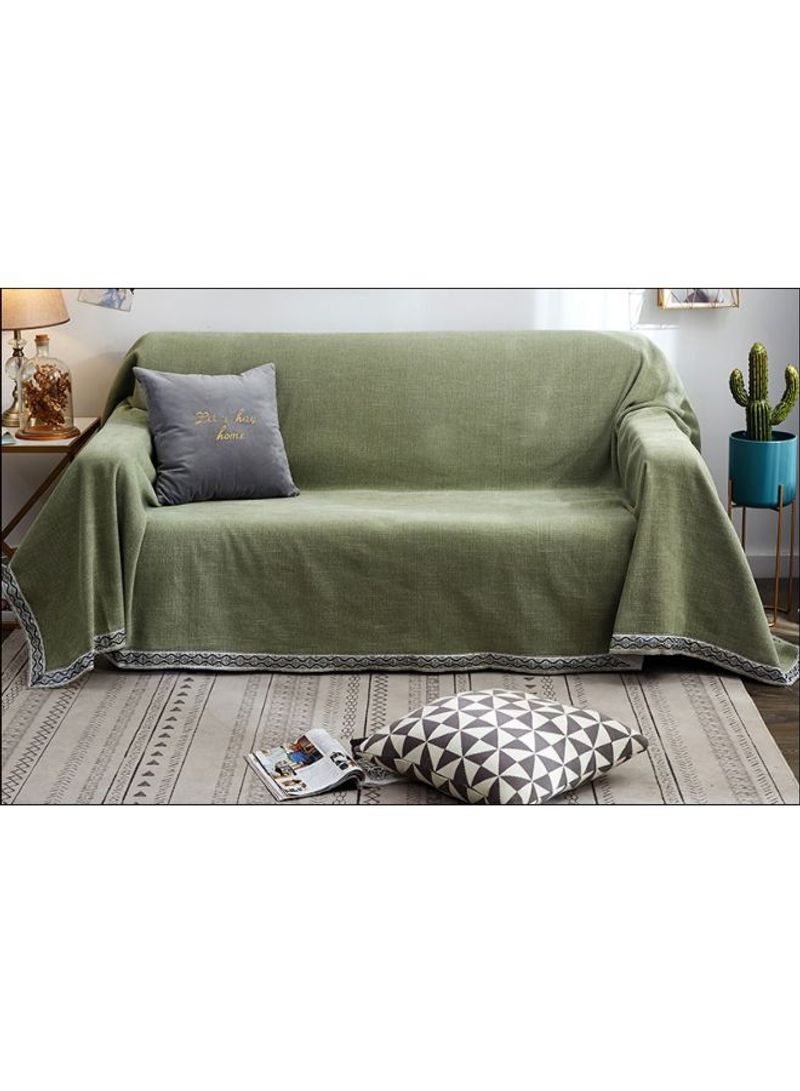 Solid Pattern Sofa Slipcover Green 180 x 300centimeter