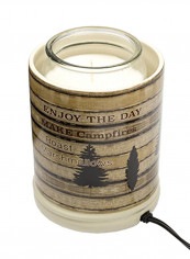 Cabin Rules Rustic Wood Outdoor Design Ceramic Stone Jar Warmer