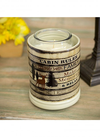 Cabin Rules Rustic Wood Outdoor Design Ceramic Stone Jar Warmer