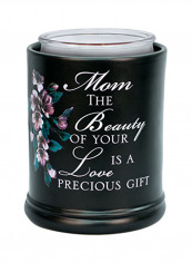 Mom Beauty Love Black Ceramic Stoneware Electric Large Jar Candle Warmer