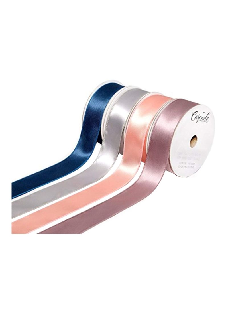 4-Piece Gift Wrapping Ribbon Blue/Grey/Orange