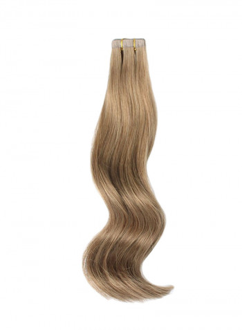 20-Piece Wavy Remy Tape In Human Hair Extension Light Chestnut Brown 18inch