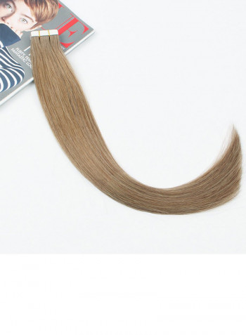 20-Piece Wavy Remy Tape In Human Hair Extension Light Chestnut Brown 18inch