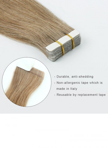 20-Piece Wavy Remy Tape In Human Hair Extension Light Chestnut Brown 18inch