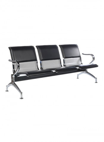3-Seater Visitor Chair Black 90x180x60centimeter