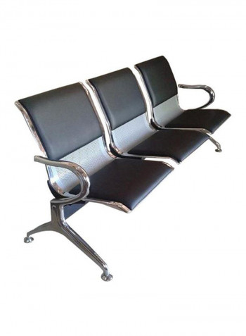 3-Seater Visitor Chair Black 90x180x60centimeter