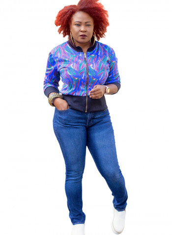 Denise Printed Crop Jacket Multicolour