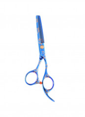 30 Teeth Flowered Thinner With Fixed Finger Rest Blue/Gold 6inch
