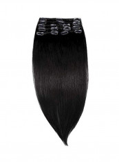 8-Piece Full Head Highlighted Human Hair Extension Black 20inch