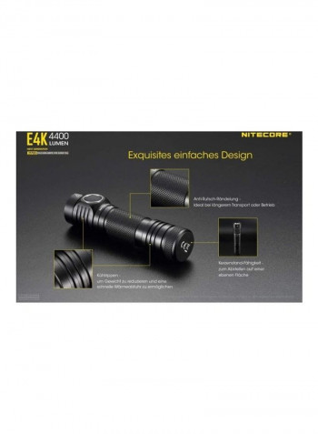 E4K 4400 Lumen EDC Flashlight with 5000mAh أسود 117.56ملليمتر