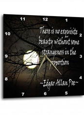 Edgar Allan Poe Printed Analog Wall Clock Black/White 15x15inch