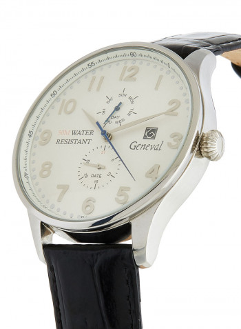 Men's Leather Analog Wrist Watch GL125WWB