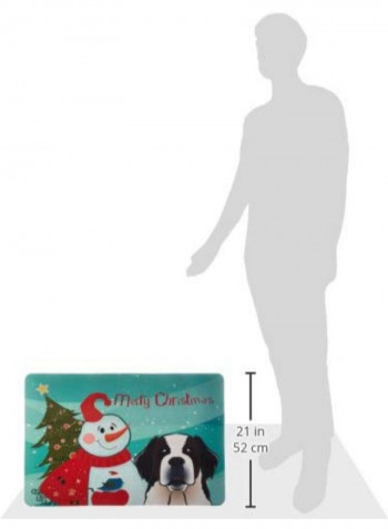 Snowman With Saint Bernard Kitchen/Bath Mat Multicolour 24 x 24inch