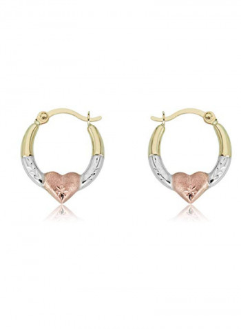 10 Karat Gold Three-Tone Heart Hoop Earrings