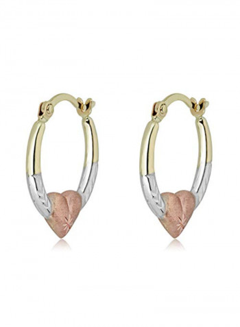 10 Karat Gold Three-Tone Heart Hoop Earrings