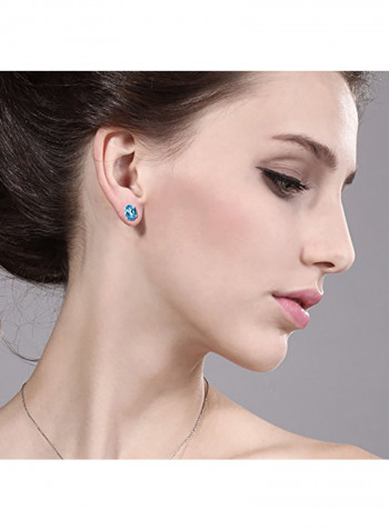 925 Sterling Silver 2.60 Carat Oval Swiss Topaz Birthstone Stud Earrings