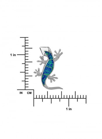 925 Sterling Silver Opal Studded Lizard Pendant Necklace
