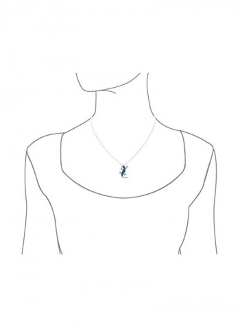 925 Sterling Silver Opal Studded Lizard Pendant Necklace