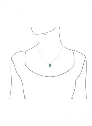 925 Sterling Silver Synthetic Blue Opal Flip Flop Pendant Necklace