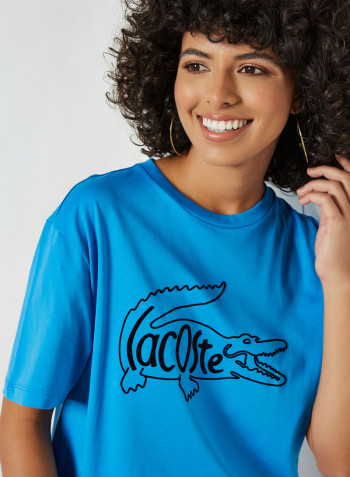 Crocodile Print Boyfriend T-Shirt Blue