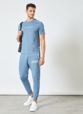 Tapered Drawstring Joggers Blue