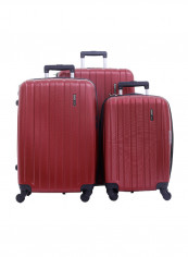 Pabloz Hardside 3 Piece Luggage Trolley Set Burgundi