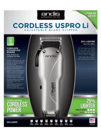 Cordless US-Pro Li Adjustable Blade Clipper With Blades Black