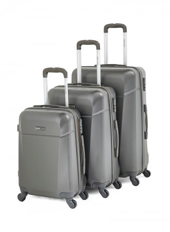 Hardside 3 Piece Luggage Trolley Set Dark Grey